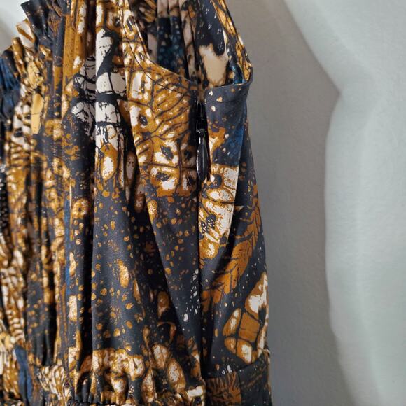 Ulla Johnson Estela Asymmetric Tiered Floral-Print Dress Bronze Brown Size 2 - Picture 6 of 12